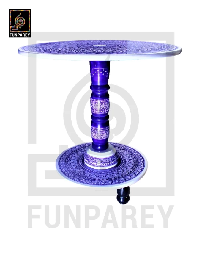 24" Nakshi Table with Blue Pottery Art Light - Image 16