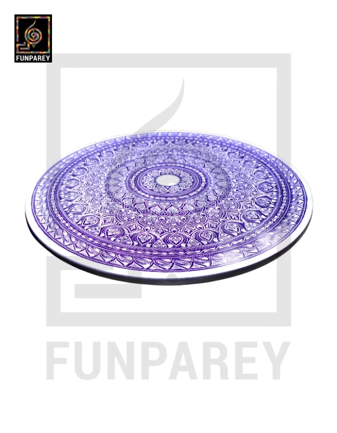 24" Nakshi Table with Blue Pottery Art Light - Image 2