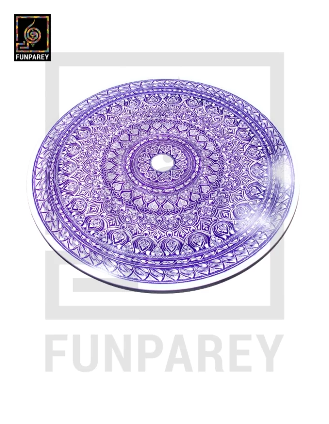 24" Nakshi Table with Blue Pottery Art Light - Image 4