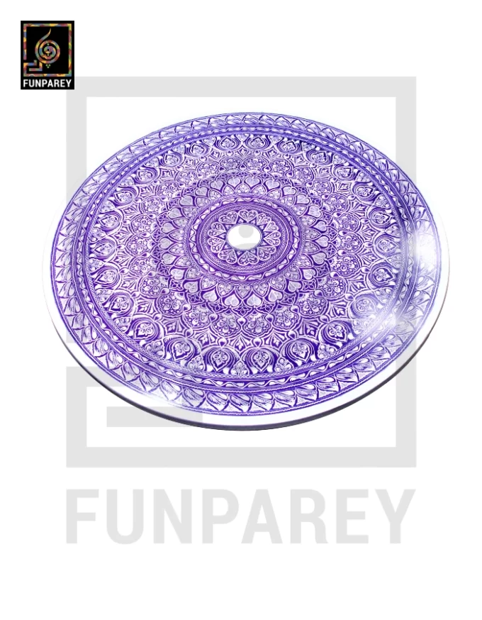 24" Nakshi Table with Blue Pottery Art Light - Image 6