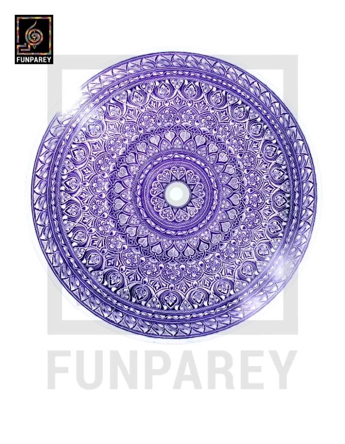 24" Nakshi Table with Blue Pottery Art Light - Image 8