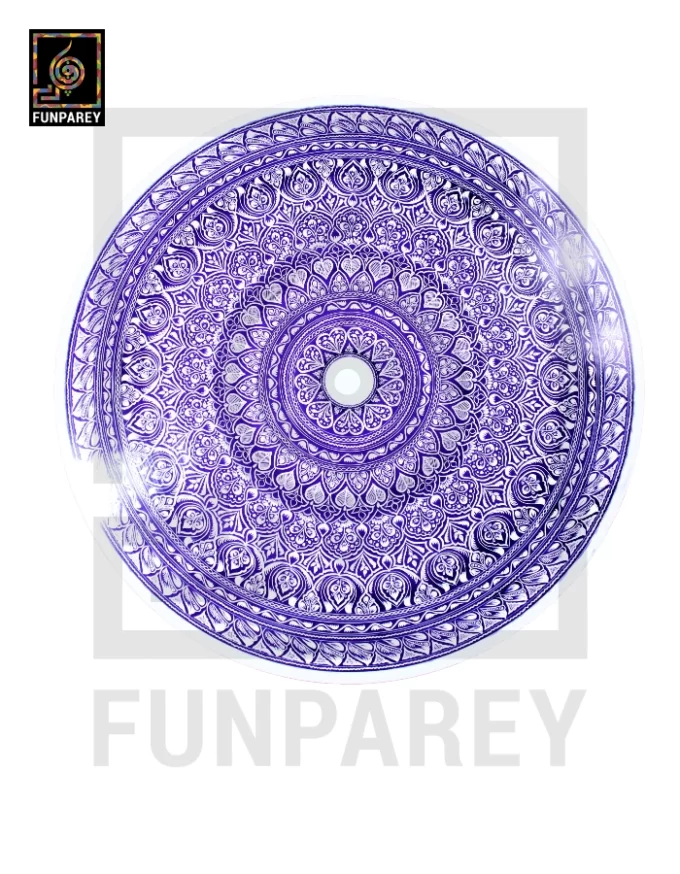 24" Nakshi Table with Blue Pottery Art Light - Image 10