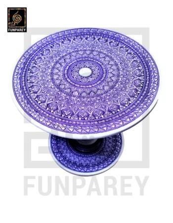24" Nakshi Table with Blue Pottery Art Light
