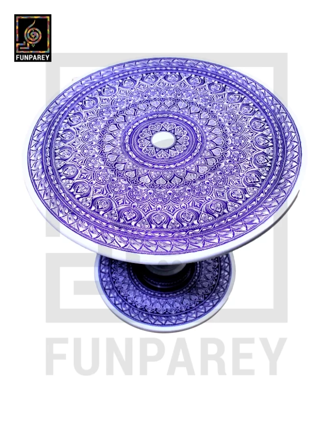 24" Nakshi Table with Blue Pottery Art Light - Image 15