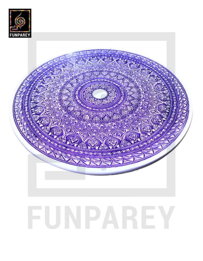 24" Nakshi Table with Blue Pottery Art Light - Image 12