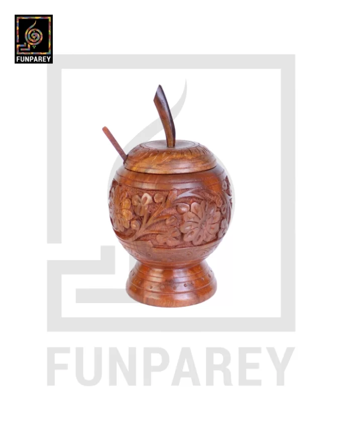 Hand Crafted Wooden Sugar Pot - Apple Shaped - Image 3