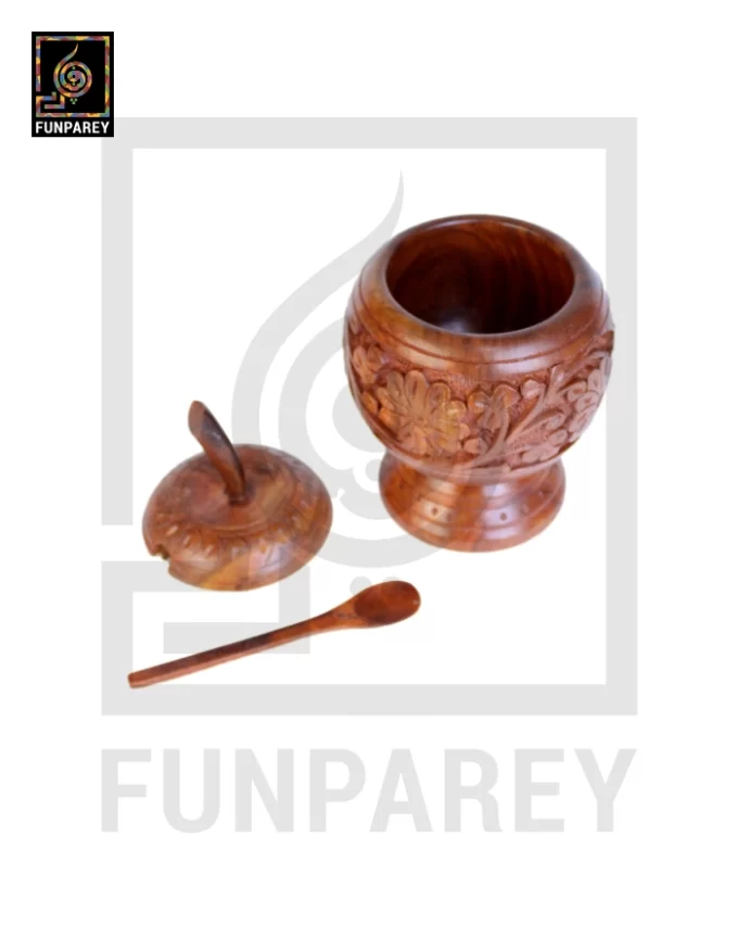 Hand Crafted Wooden Sugar Pot - Apple Shaped - Image 5