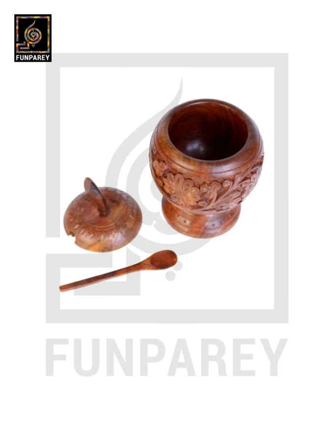 Hand Crafted Wooden Sugar Pot - Apple Shaped - Image 6
