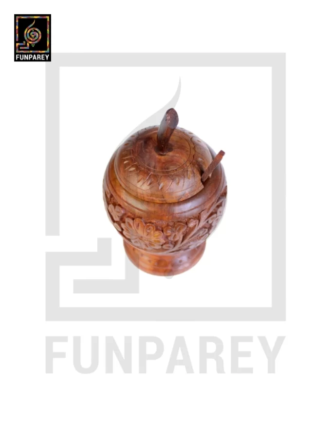 Hand Crafted Wooden Sugar Pot - Apple Shaped - Image 7