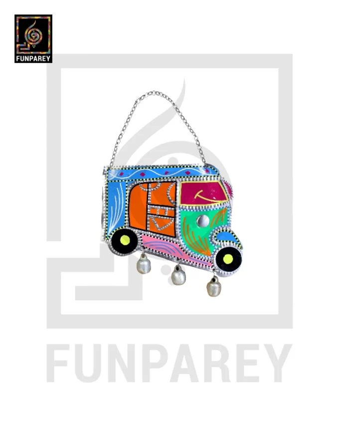 Handmade Truck Art Chamak Patti Wall Hanging Plate Rickshaw Model Medium - Image 2