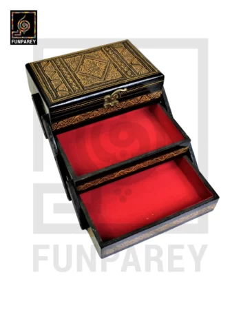 Wooden Cantilever Jewelry Box 8/5 with Nakshi Art Golden