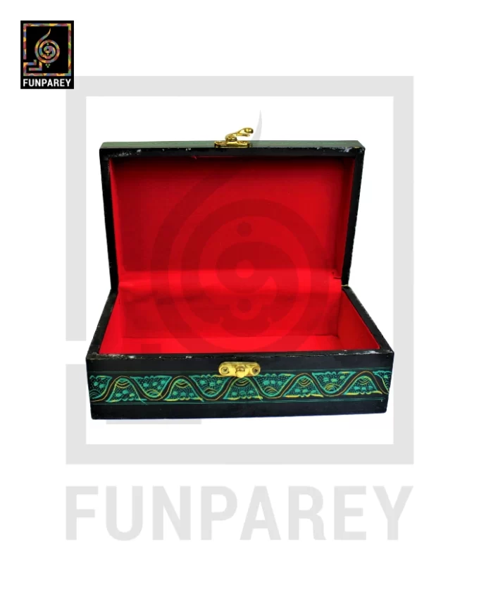 Wooden Jewelry Box 8/5 with Nakshi Art Green - Image 7