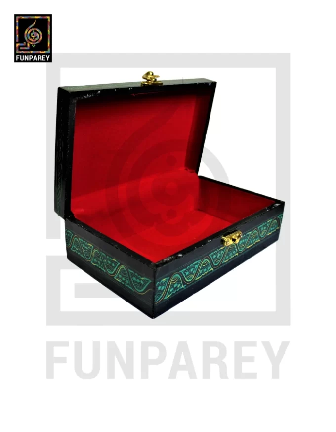 Wooden Jewelry Box 8/5 with Nakshi Art Green - Image 8