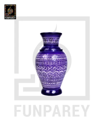 Wooden Vase 10" with Nakshi Art Blue Pottery Dark