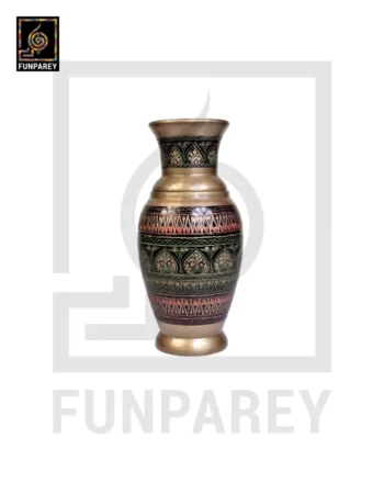 Wooden Vase 10" Slim with Nakshi Art Fauji