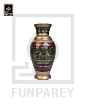 Wooden Vase 11" Slim with Nakshi Art Fauji