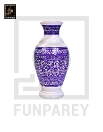 Wooden Vase 12" with Nakshi Art Blue Pottery Light