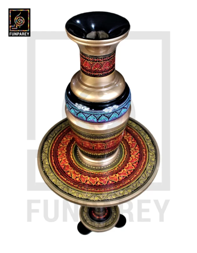 Wooden Table and Vase Set with Naqshi Art 18" Red - Image 5