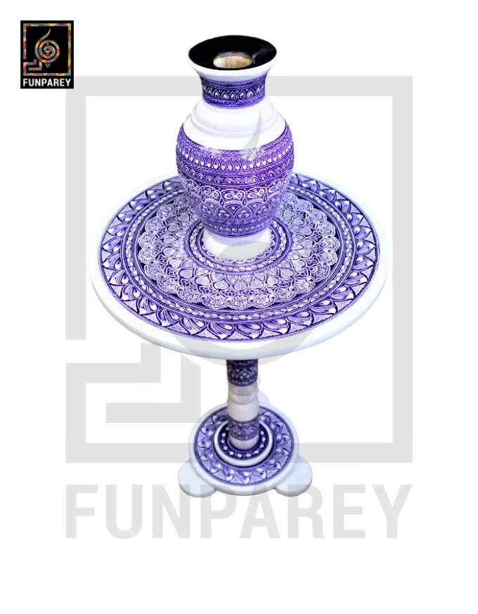 Nakshi Table and Vase Set with Blue Pottery Art Light 16" - Image 5