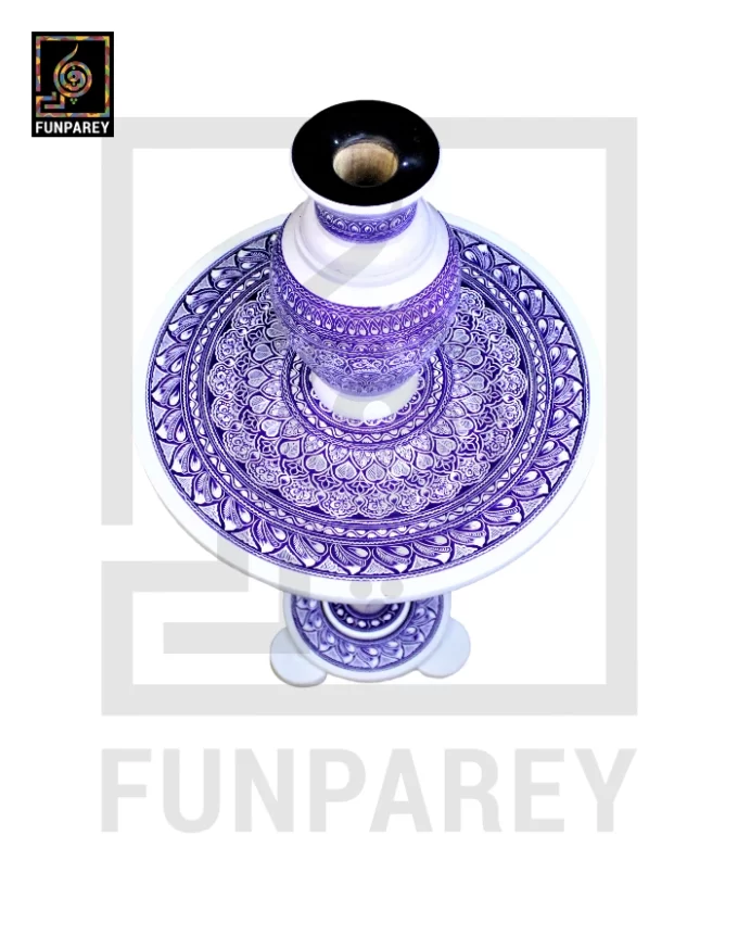 Nakshi Table and Vase Set with Blue Pottery Art Light 16" - Image 6