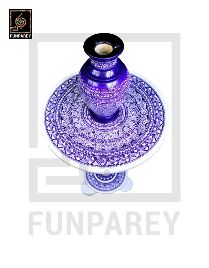 Nakshi Table and Vase Set with Blue Pottery Art Light Contrast 16" - Image 2