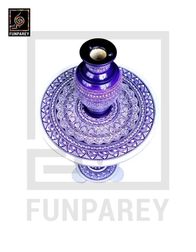 Nakshi Table and Vase Set with Blue Pottery Art Light Contrast 16" - Image 5