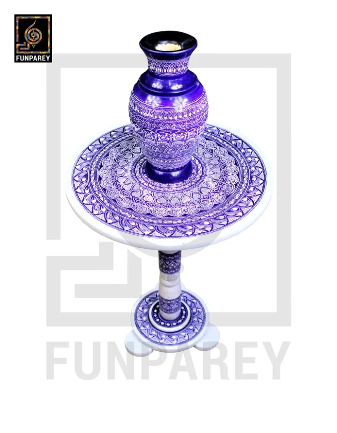 Nakshi Table and Vase Set with Blue Pottery Art Light Contrast 16" - Image 8