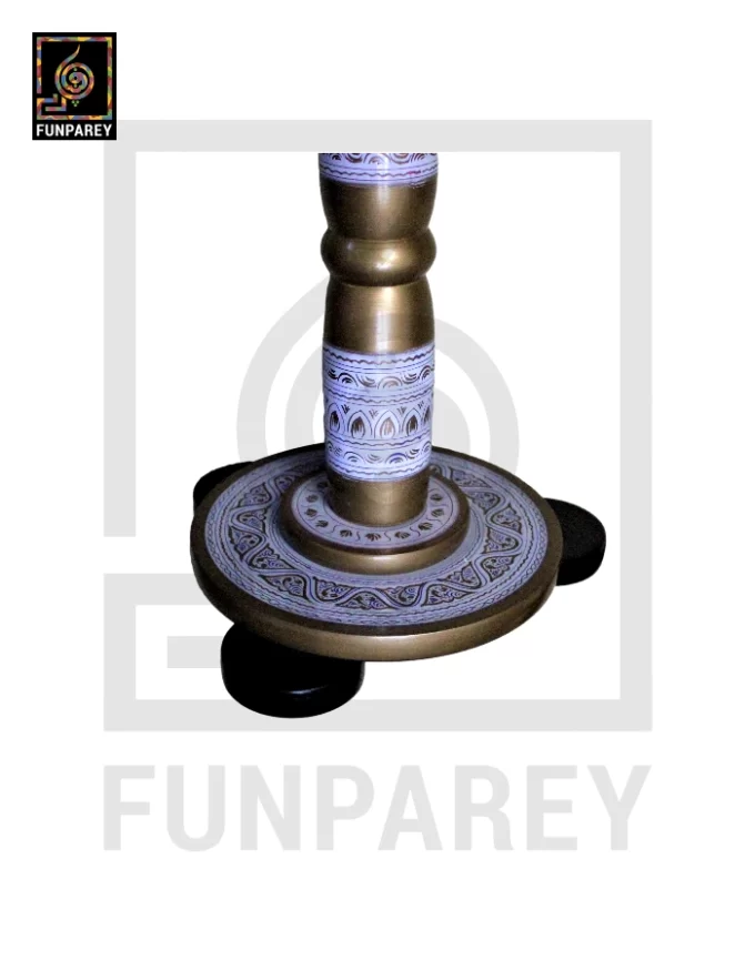 Handmade Wooden Table with White Naqshi Art Mandala Pink - Image 11