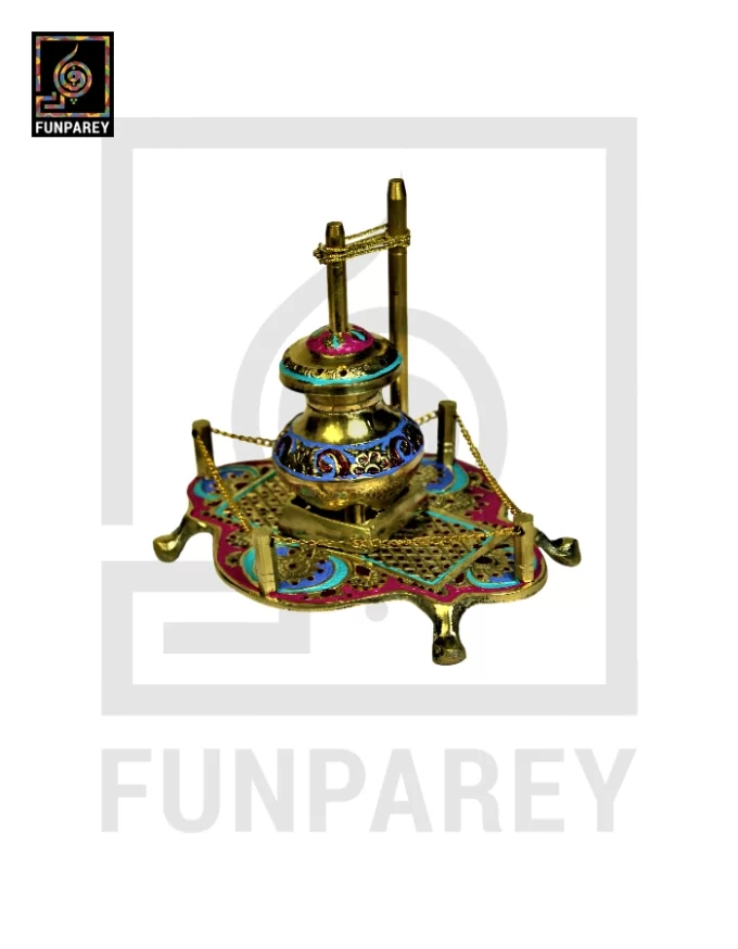 Handmade Brass Decorative Classical Desi Curd Churn - Lassi Maker Colorful - Image 5