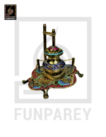 Handmade Brass Decorative Classical Desi Curd Churn - Lassi Maker Colorful