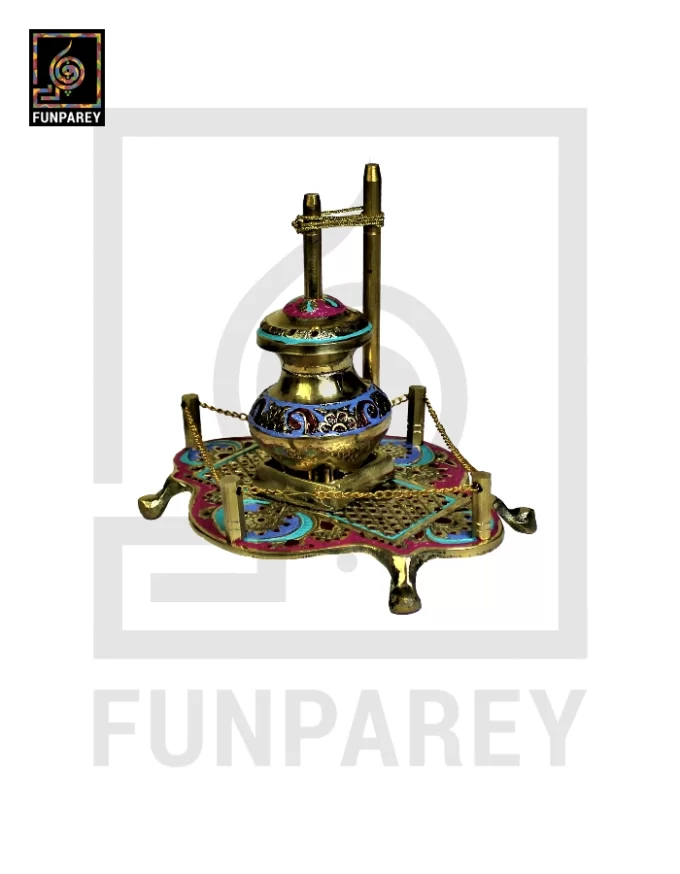 Handmade Brass Decorative Classical Desi Curd Churn - Lassi Maker Colorful - Image 4