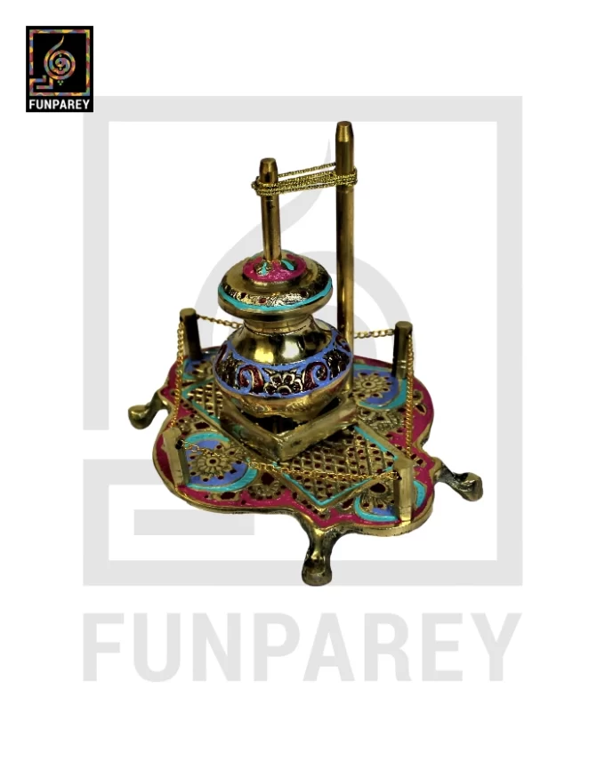 Handmade Brass Decorative Classical Desi Curd Churn - Lassi Maker Colorful - Image 2