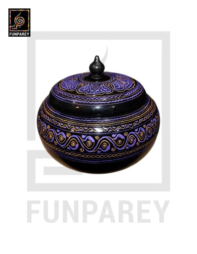 Premium Wooden Candy Bowl with Nakshi Art Purple - Image 4