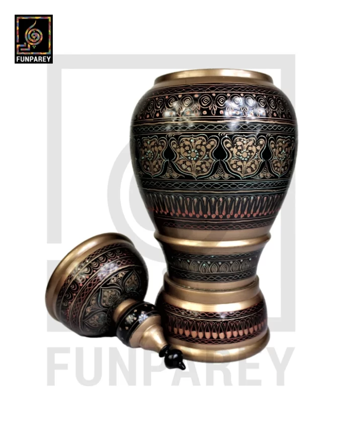 Hand Carved Candy Jar 16" with Nakshi Art Brown - Image 7
