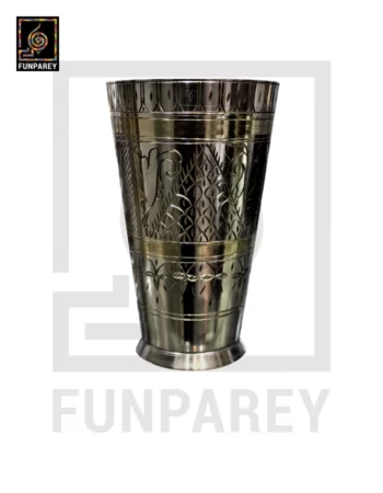 Traditional Brass Glass Handcrafted with Floral Designs - Medium