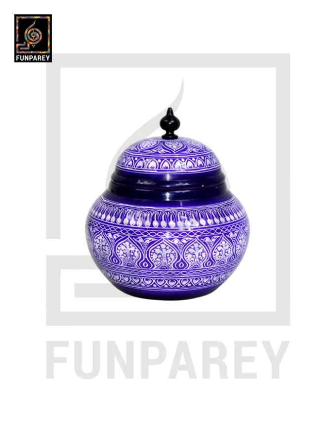 Dome Candy Jar with Nakshi Art - Blue Bell Bottom