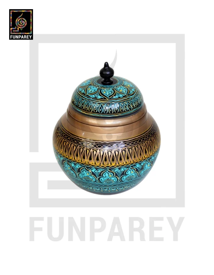 Dome Candy Jar with Nakshi Art - Classy Cyan - Image 4