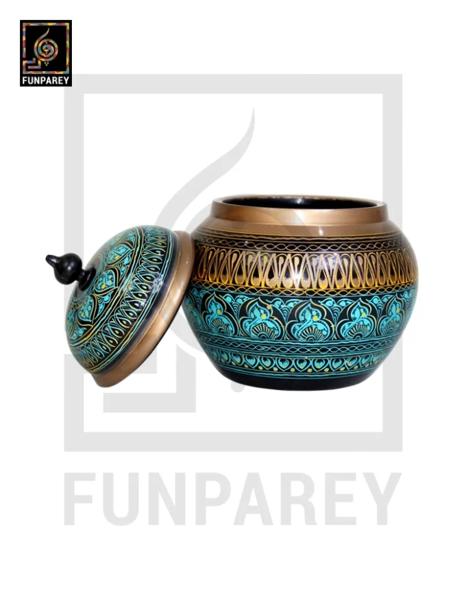 Dome Candy Jar with Nakshi Art - Classy Cyan - Image 6