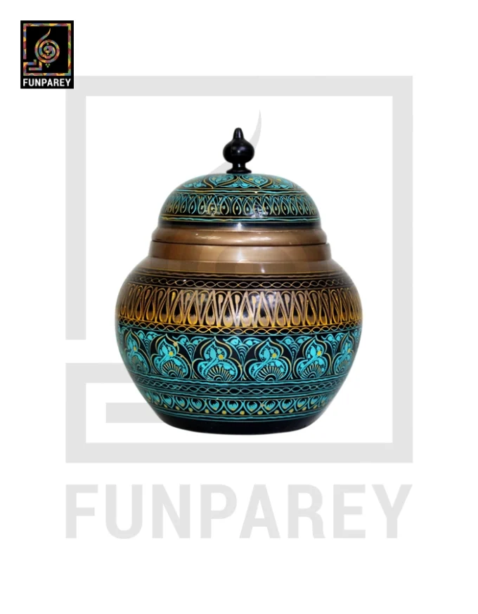 Dome Candy Jar with Nakshi Art - Classy Cyan - Image 2