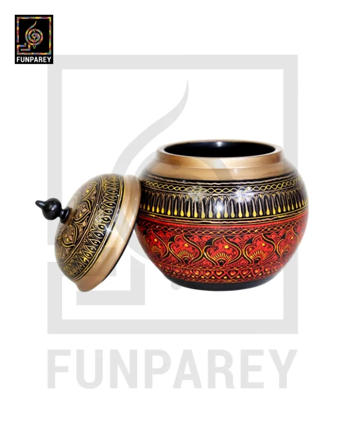 Dome Candy Jar with Nakshi Art - Atishi Gold - Image 2