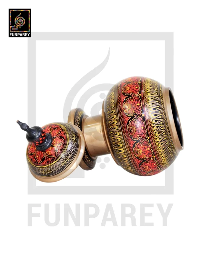 Candy Jar Gumbad - Nakshi Makrama Red and Yellow - Image 4