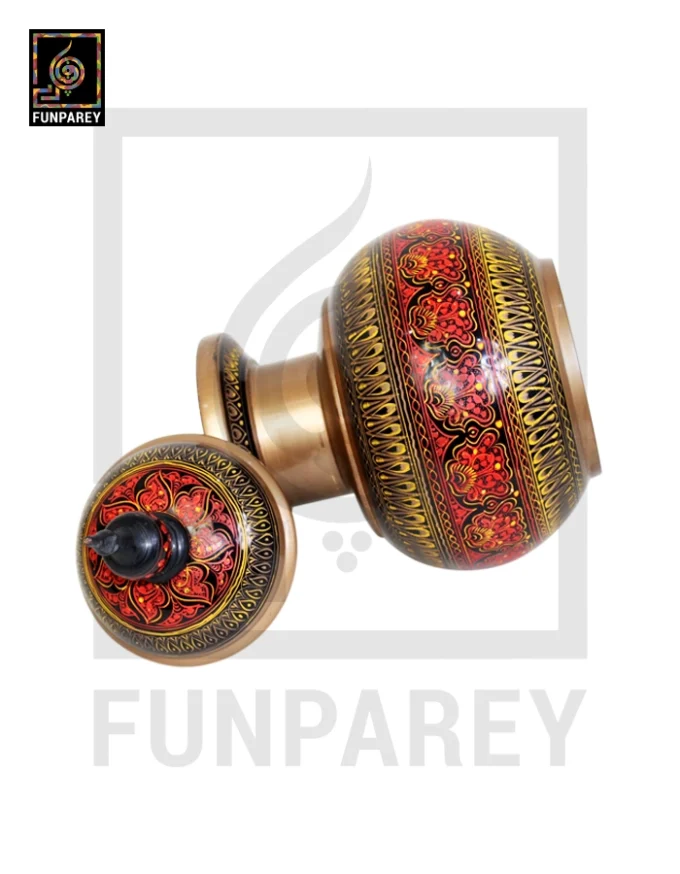 Candy Jar Gumbad - Nakshi Makrama Red and Yellow - Image 5