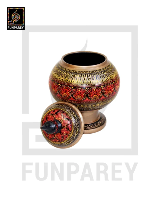 Candy Jar Gumbad - Nakshi Makrama Red and Yellow - Image 2