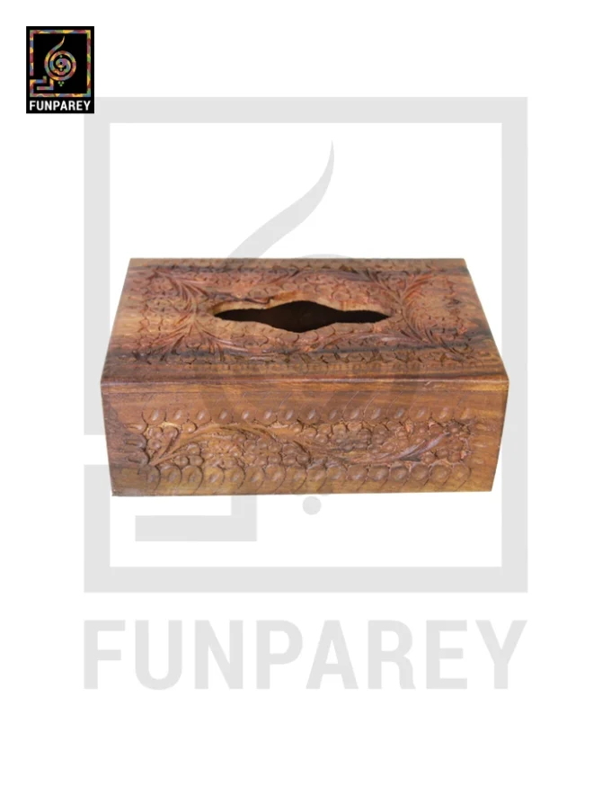 Hand Carved Wooden Tissue Box - Small - Image 7