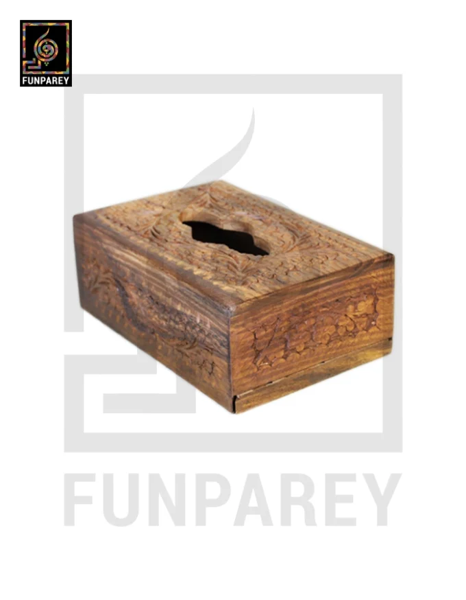 Hand Carved Wooden Tissue Box - Small - Image 8