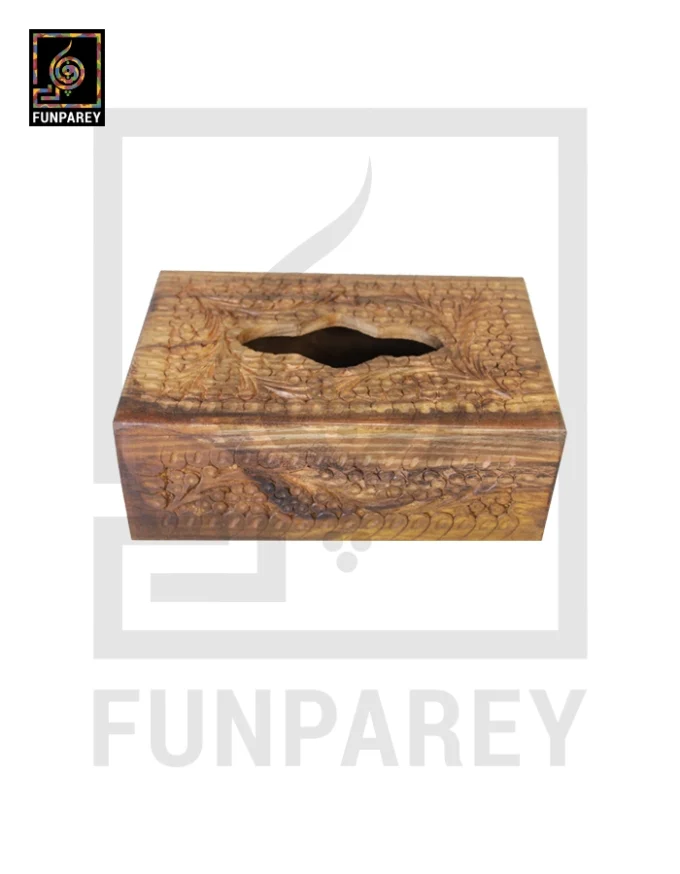 Hand Carved Wooden Tissue Box - Small - Image 9