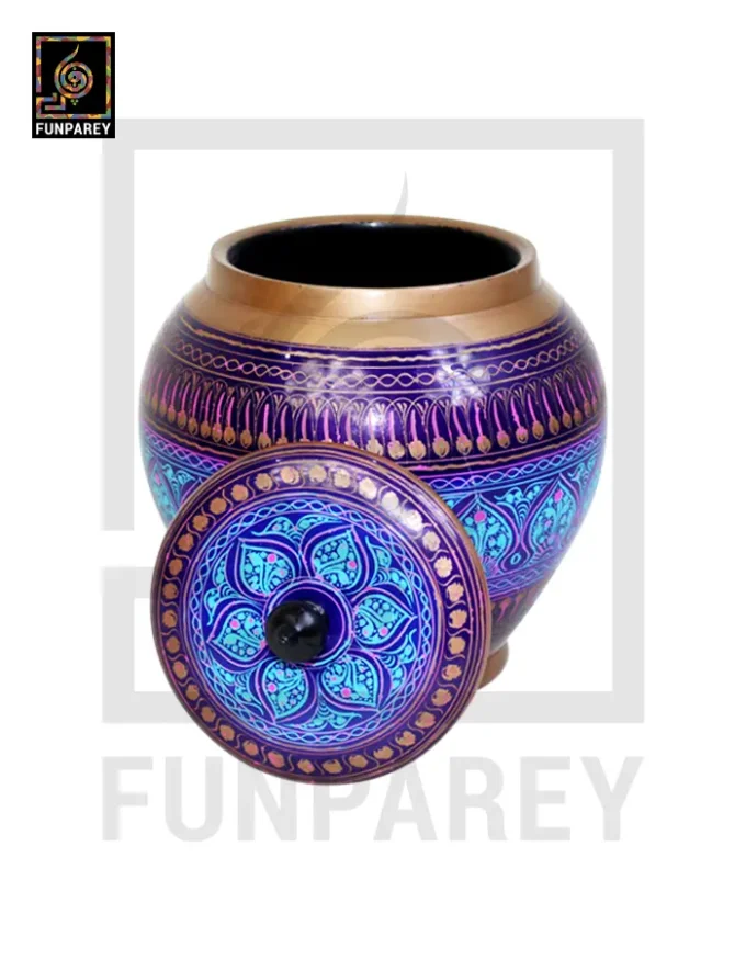 Wooden Cauldron Nakshi Candy Jar - Quba Neonic - Image 5