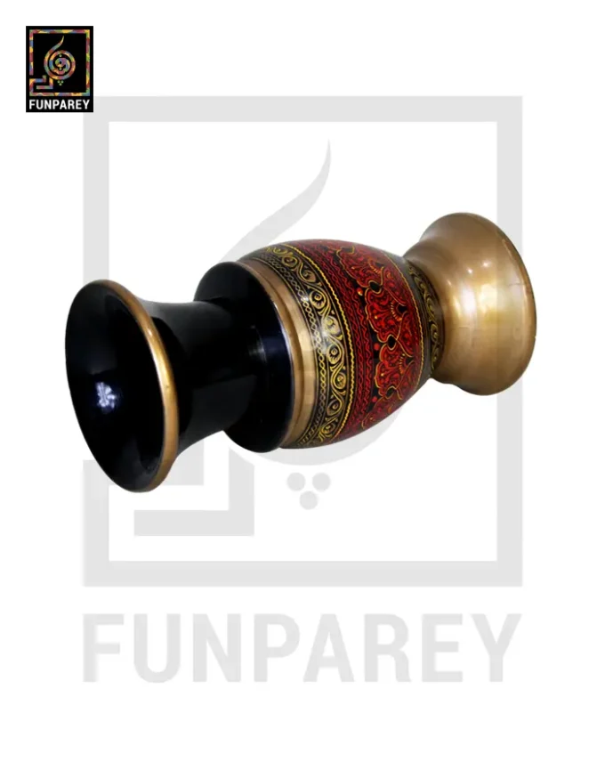 Wooden Flower Pot With Nakshi Art - 9" Red And Gold - Image 3