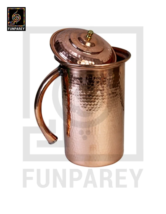 Galvanized Copper Jug With Hammered Design 10" - Image 2