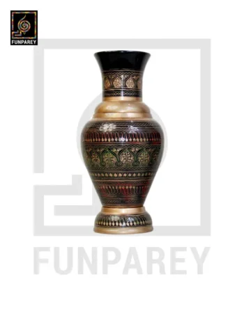 Handmade Wooden Vase with Naqshi Art - 13" Camouflage